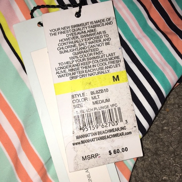 NWT The Bikini Lab Striped One Piece Swimsuit - Picture 6 of 6